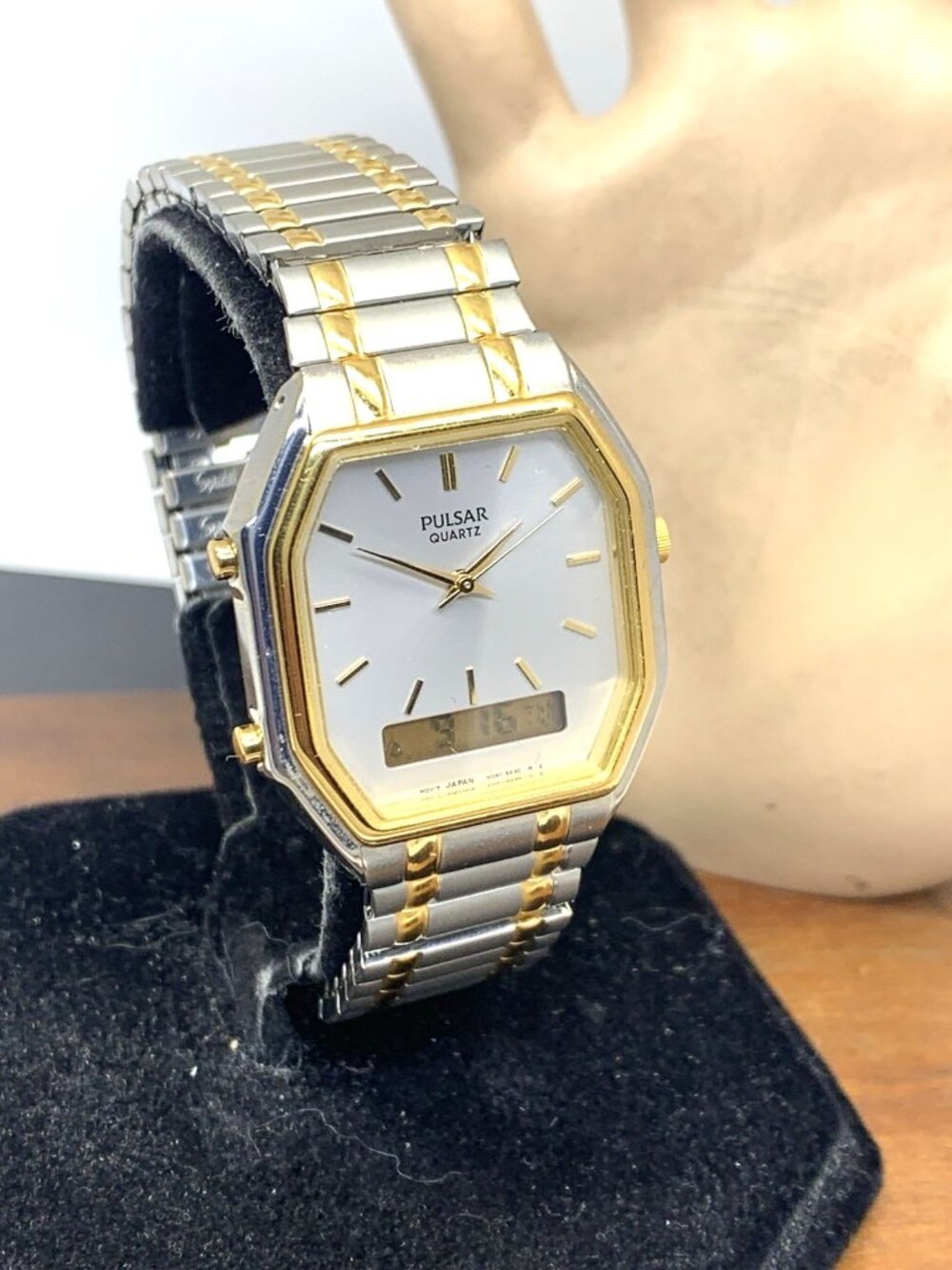 Pulsar By Seiko Watch V041-5330 Quartz Vintage Analog Digital Two Tone Steel - Picture 11 of 12
